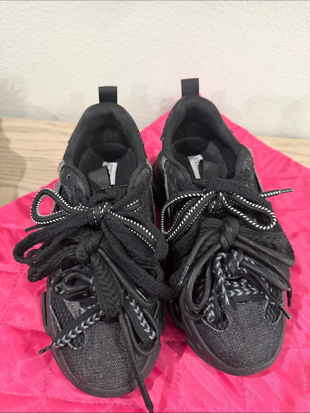 Steve Madden All-Black Platform Lace-Up Sneakers